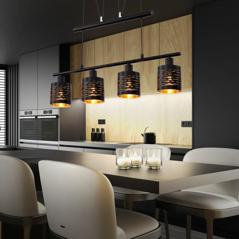 foto del prodotto lampada a sospensione tavolo da pranzo moderna lampada a sospensione regolabile in altezza lampada da tavolo regolabile in altezza, 4 fiamme oro