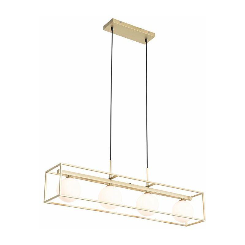foto del prodotto lampada a sospensione tavolo soggiorno aniek design acciaio oro ottone bianco oblungo max. 4 x watt qazqa