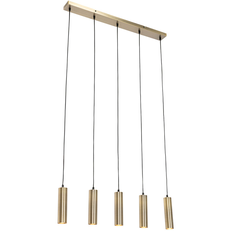 foto del prodotto lampada a sospensione tavolo soggiorno jeana moderno acciaio bronzo oblungo max. 5 x watt qazqa