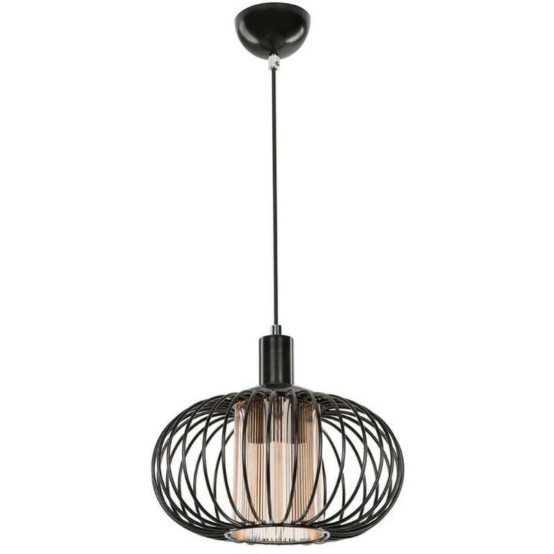 foto del prodotto lampada a sospensione terla mdl3674 con struttura in ferro e diffusore in vetro effez