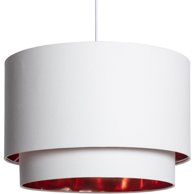 foto del prodotto lampada a sospensione tessuto bello duo riflesso bianco