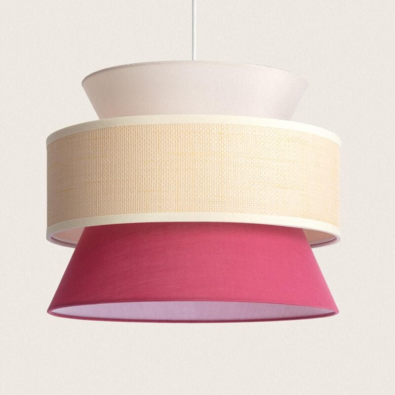 foto del prodotto lampada a sospensione tessuto chulu rosso lampone