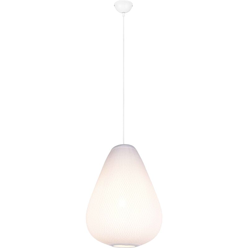 foto del prodotto lampada a sospensione, tessuto e metallo, bianco, d 35 cm, janine