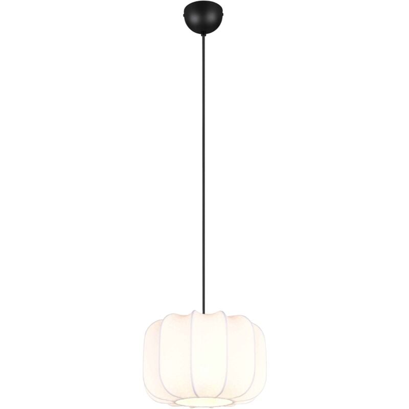 foto del prodotto lampada a sospensione, tessuto e metallo, bianco e nero, d 25 cm, madeline
