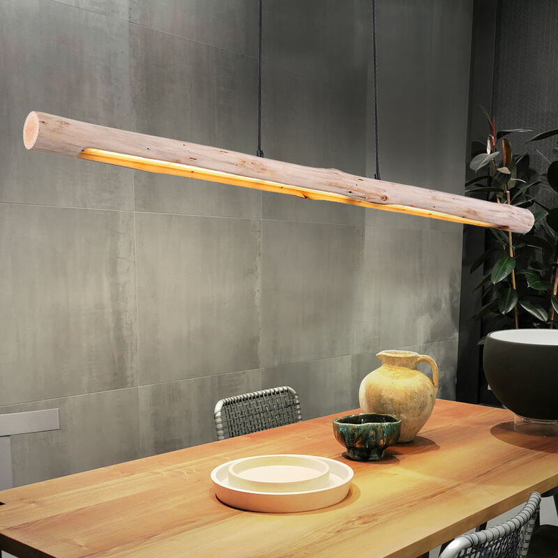 foto del prodotto lampada a sospensione trave in legno lampada a sospensione lampada a sospensione in legno led dimmerabile, 3 livelli, nero, 20w 1358lm 3000k, lxpxa