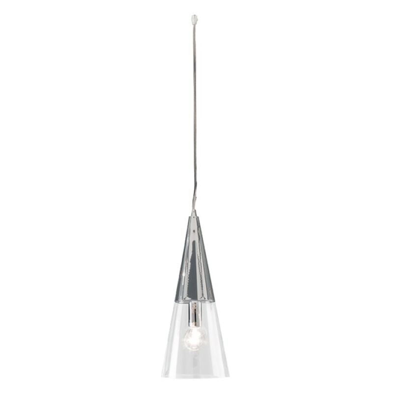 foto del prodotto lampada a sospensione trento 15 cm con diffusore in vetro soffiato cromo