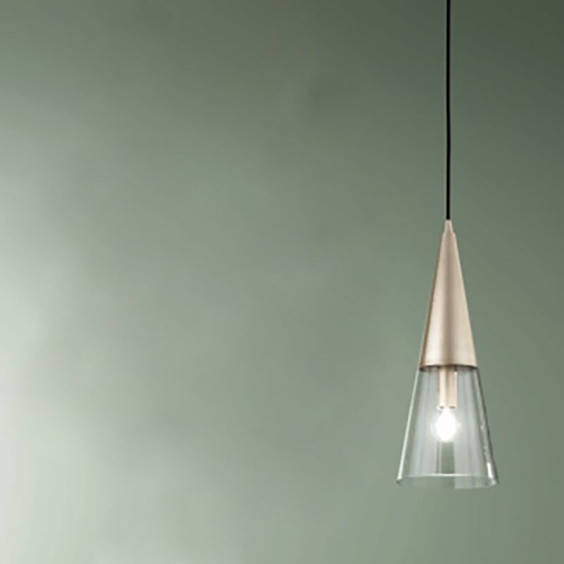 foto del prodotto lampada a sospensione trento 15 cm con diffusore in vetro soffiato oro