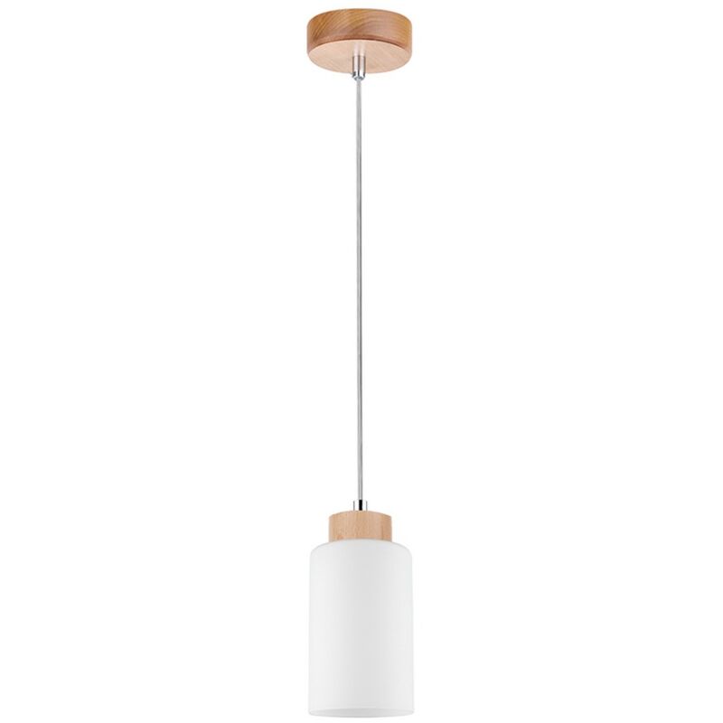 foto del prodotto lampada a sospensione trinity, legno, vetro, marrone, bianco, 10x10x110 cm
