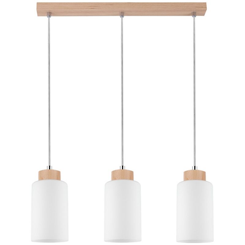 foto del prodotto lampada a sospensione trinity, legno, vetro, marrone, bianco, 9,5x52x110 cm