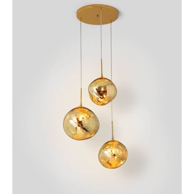 foto del prodotto lampada a sospensione tripla in cristallo 'kadnis' - 3 x e27