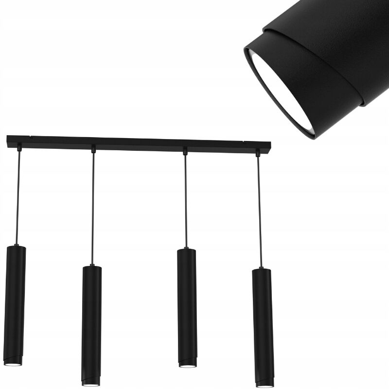 foto del prodotto lampada a sospensione tubo strip 4x gu10 nero opaco bevel
