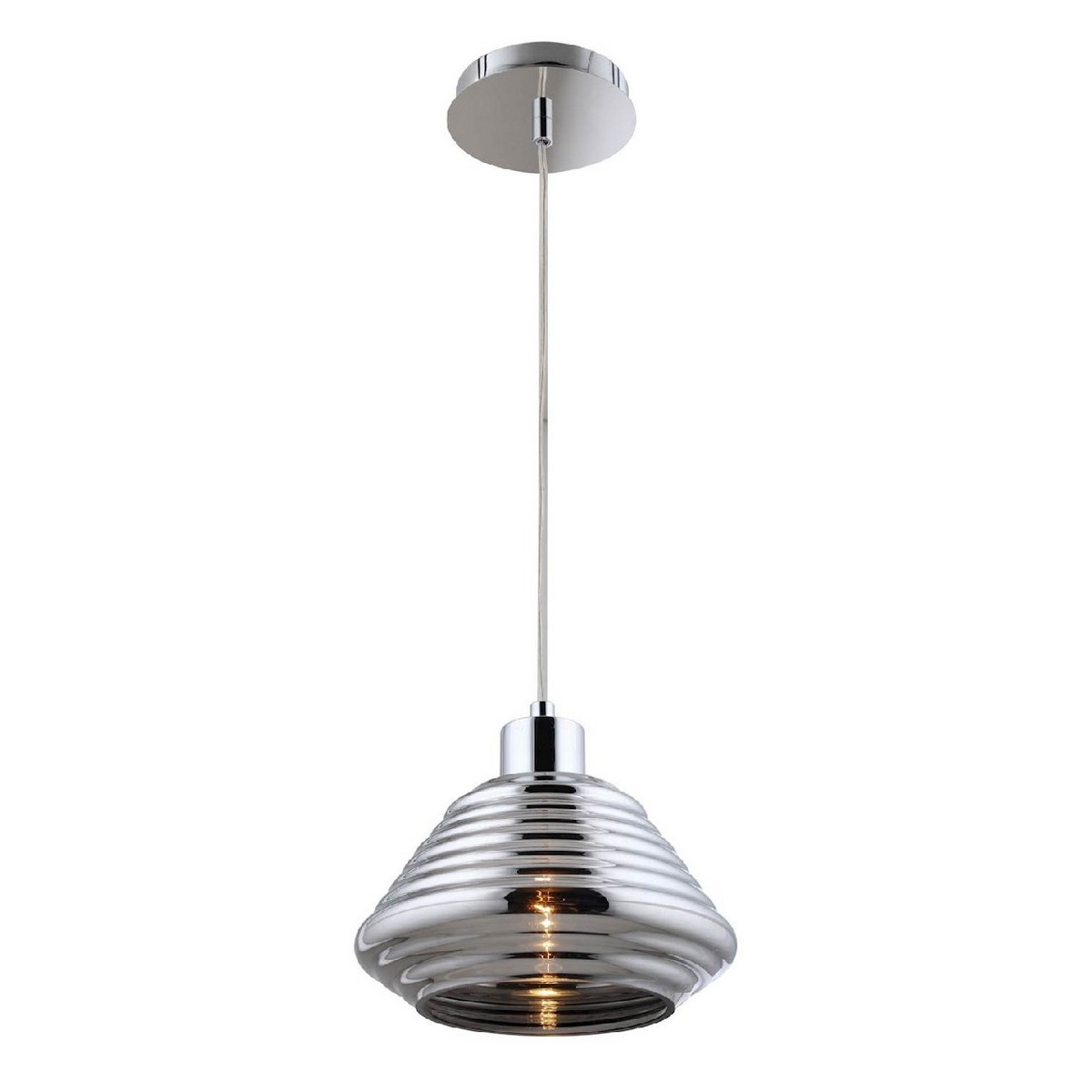 foto del prodotto lampada a sospensione universe, metallo, vetro, cromo, marrone, 12x12x120 cm