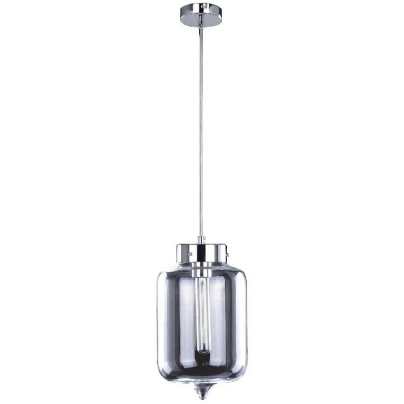 foto del prodotto lampada a sospensione universe, metallo, vetro, trasparente, cromo, 17x17x135 cm