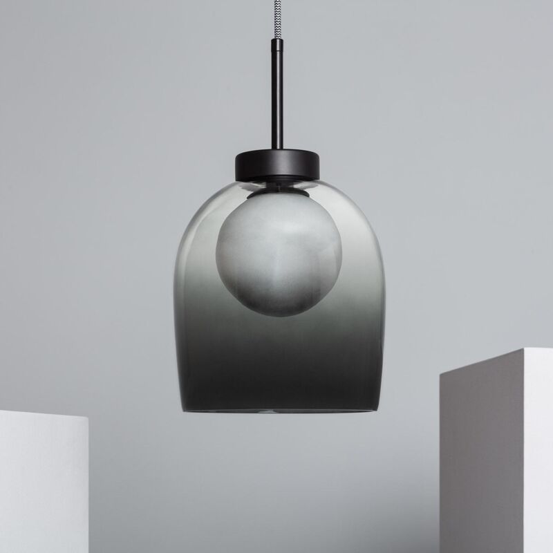 foto del prodotto lampada a sospensione vetro galia nero