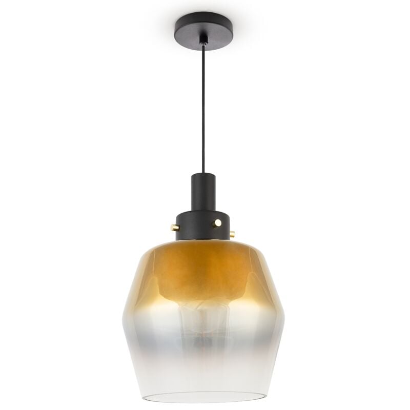 foto del prodotto lampada a sospensione vetro paralume vintage sala da pranzo moderna e27 oro, tipo 1 paco home