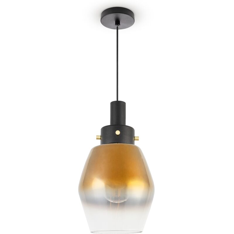 foto del prodotto lampada a sospensione vetro paralume vintage sala da pranzo moderna e27 oro, tipo 2 paco home