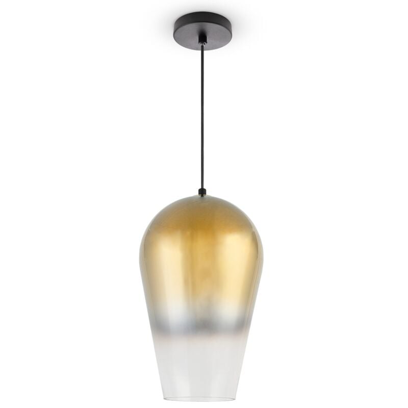 foto del prodotto lampada a sospensione vetro paralume vintage sala da pranzo moderna e27 oro, tipo 3 paco home