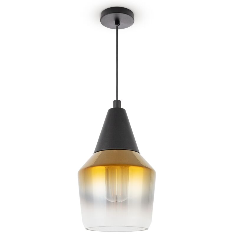 foto del prodotto lampada a sospensione vetro paralume vintage sala da pranzo moderna e27 oro, tipo 4 paco home
