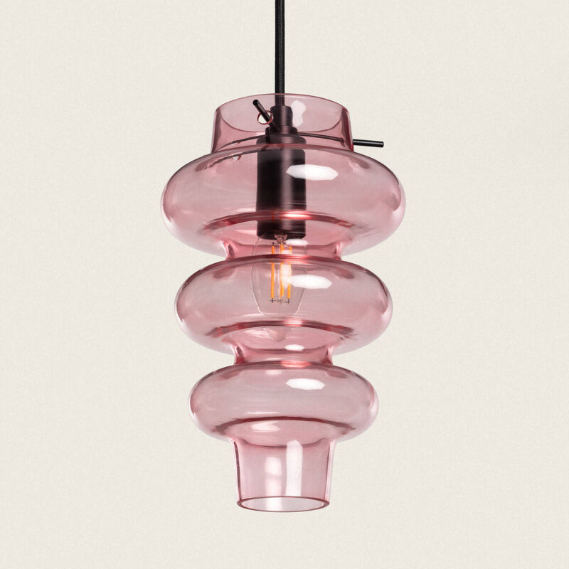 foto del prodotto lampada a sospensione vetro telder rosa