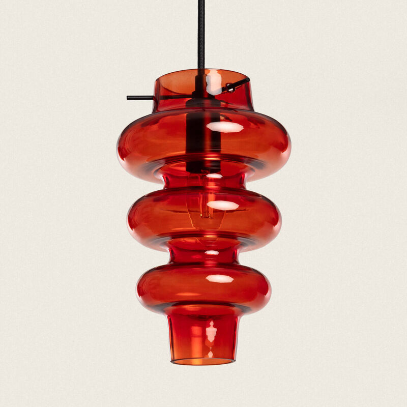 foto del prodotto lampada a sospensione vetro telder rosso