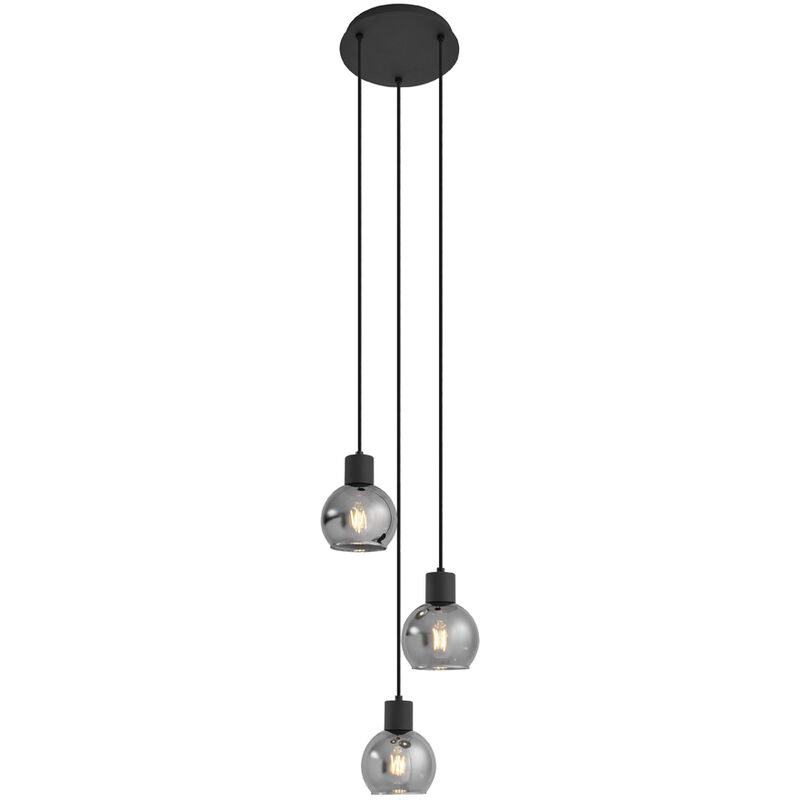 foto del prodotto lampada a sospensione vidro art d co vetro,acciaio grigio nero tondo max. 3 x watt qazqa
