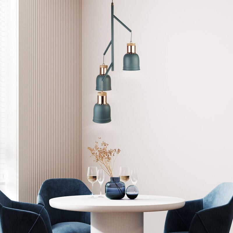 foto del prodotto lampada a sospensione vintage a soffitto in rame con riflettore grigio opaco lampada retr 