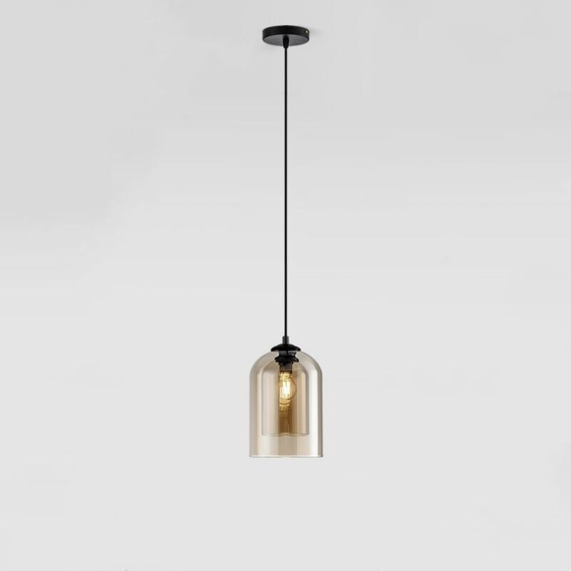 foto del prodotto lampada a sospensione vintage illuminazione a sospensione vetro luce a sospensione cavo regolabile ambrato