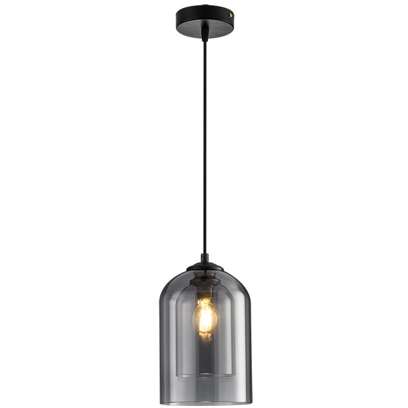 foto del prodotto lampada a sospensione vintage illuminazione a sospensione vetro luce a sospensione cavo regolabile grigio fumo