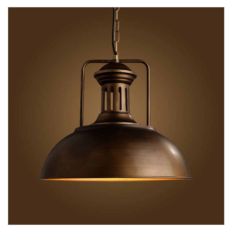 foto del prodotto lampada a sospensione vintage industriale lampadario paralume metallo bronzo illuminazione pendente regolabile e27 33cm