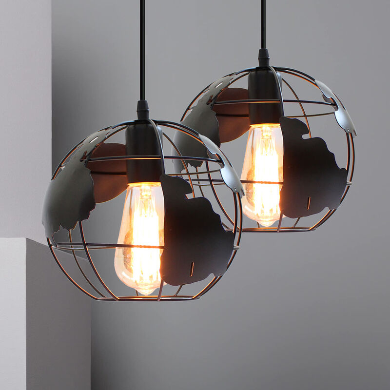 foto del prodotto lampada a sospensione, vintage lampada da soffitto con 20cm gabbia globo, industriale stile illuminazione rotonda in metallo con e27 attacco per