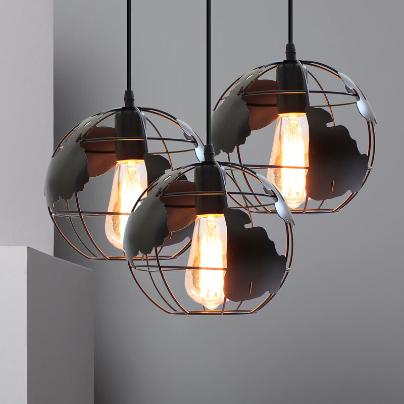 foto del prodotto lampada a sospensione, vintage lampada da soffitto con 20cm gabbia globo, industriale stile illuminazione rotonda in metallo con e27 attacco per