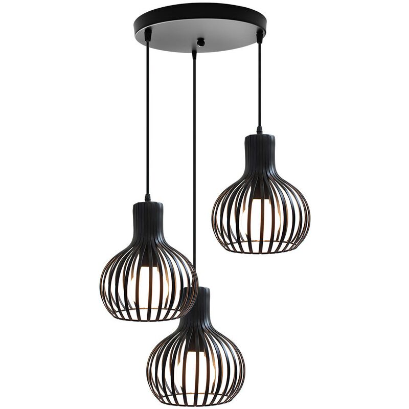 foto del prodotto lampada a sospensione, vintage lampada da soffitto con 20cm gabbia, industriale stile illuminazione a forma di zucca in metallo con e27 attacco per