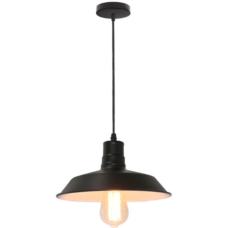 foto del prodotto lampada a sospensione vintage, lampada da soffitto con 26cm paralume in metallo, industriale stile illuminazione supporto edison e27 per corridoio