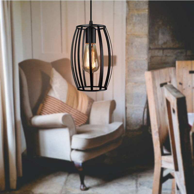 foto del prodotto lampada a sospensione, vintage lampada da soffitto con gabbia, industriale stile illuminazione in metallo con e27 attacco per soggiorno cucina camera