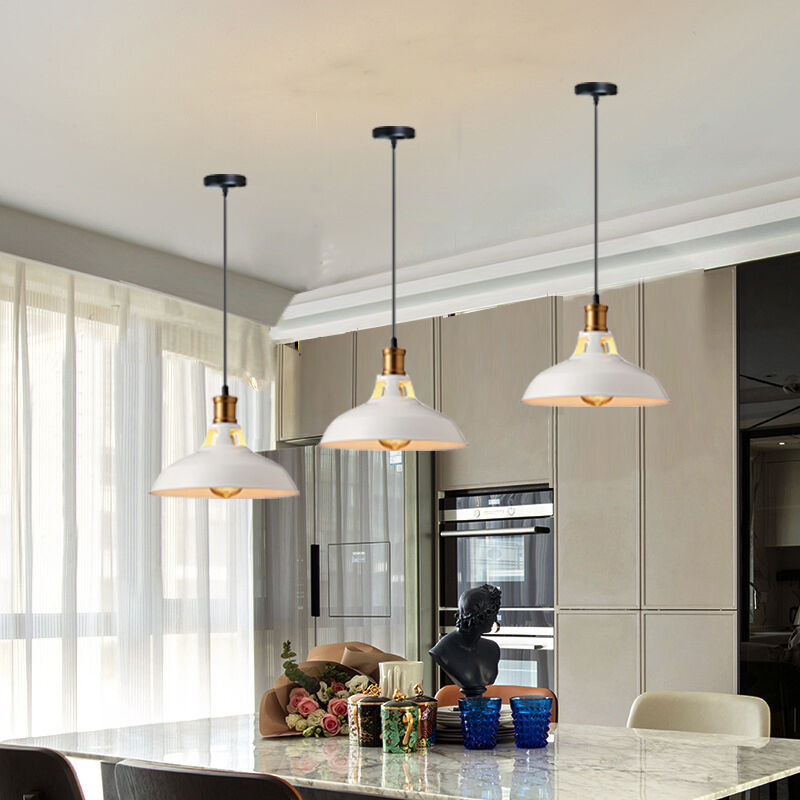 foto del prodotto lampada a sospensione vintage lampada da soffitto con paralume in metallo edison e27 per corridoio cucina isaland camera da letto scala bianco 3