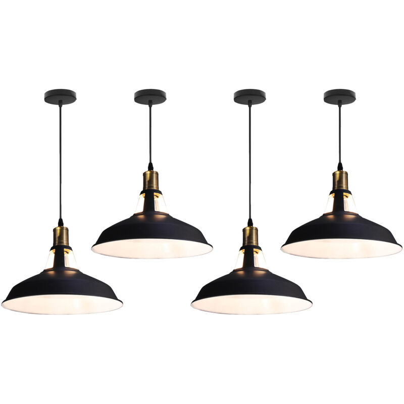 foto del prodotto lampada a sospensione vintage lampada da soffitto con paralume in metallo edison e27 per corridoio cucina isaland camera da letto scala bianco e nero