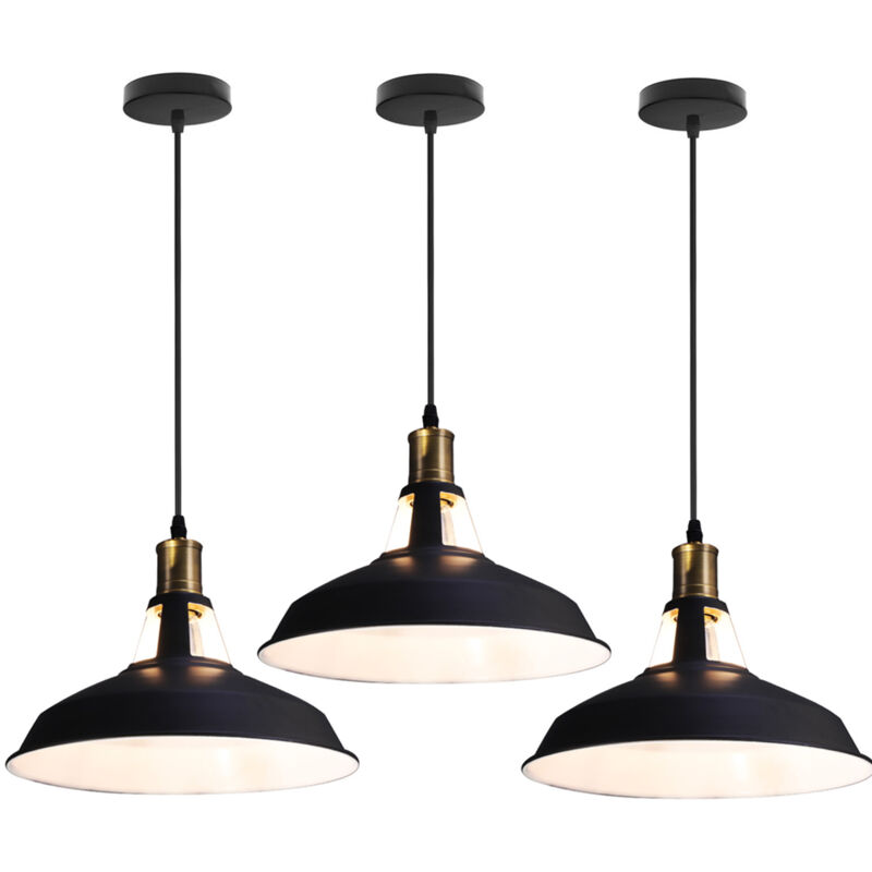 foto del prodotto lampada a sospensione vintage lampada da soffitto con paralume in metallo edison e27 per corridoio cucina isaland camera da letto scala bianco e nero