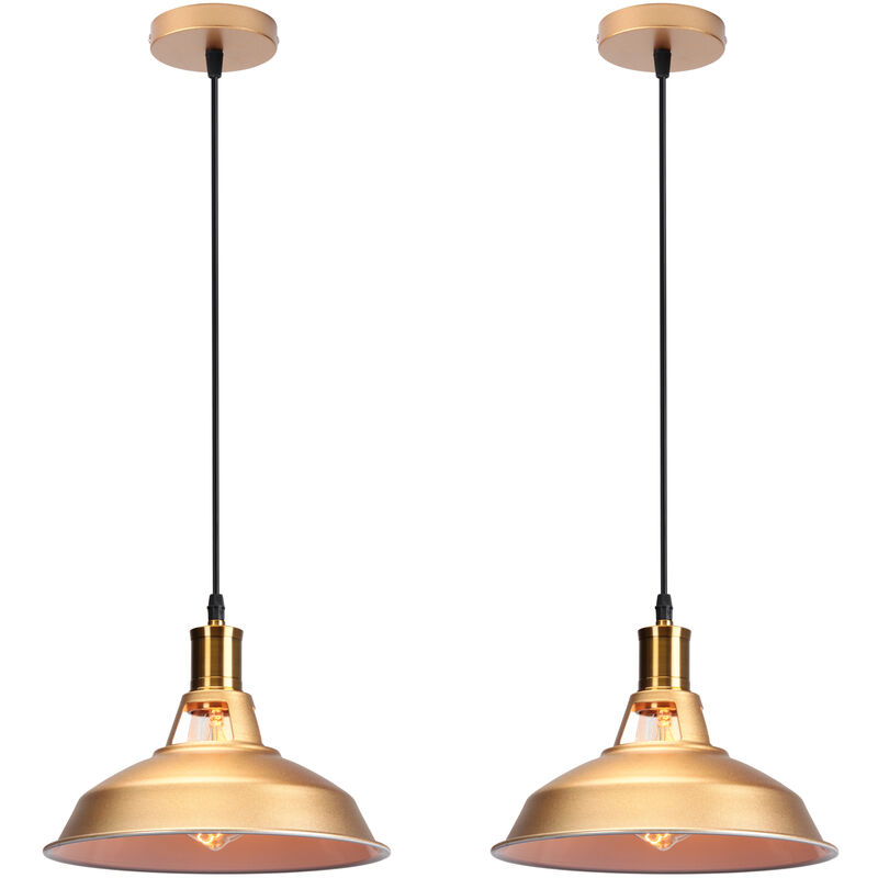foto del prodotto lampada a sospensione vintage lampada da soffitto con paralume in metallo edison e27 per corridoio cucina isaland camera da letto scala oro e bianco