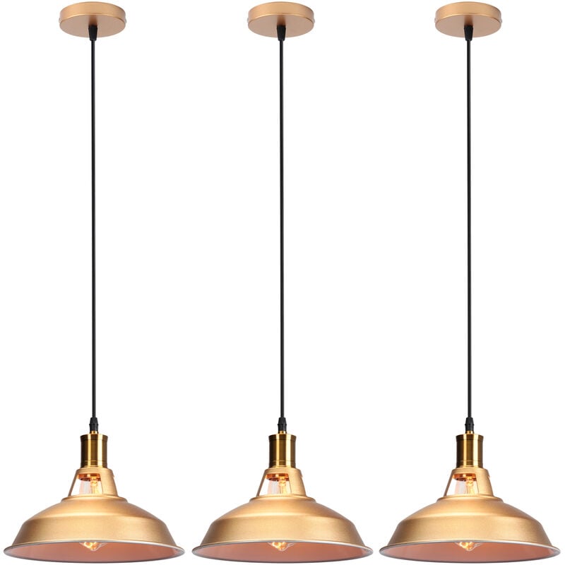 foto del prodotto lampada a sospensione vintage lampada da soffitto con paralume in metallo edison e27 per corridoio cucina isaland camera da letto scala oro e bianco