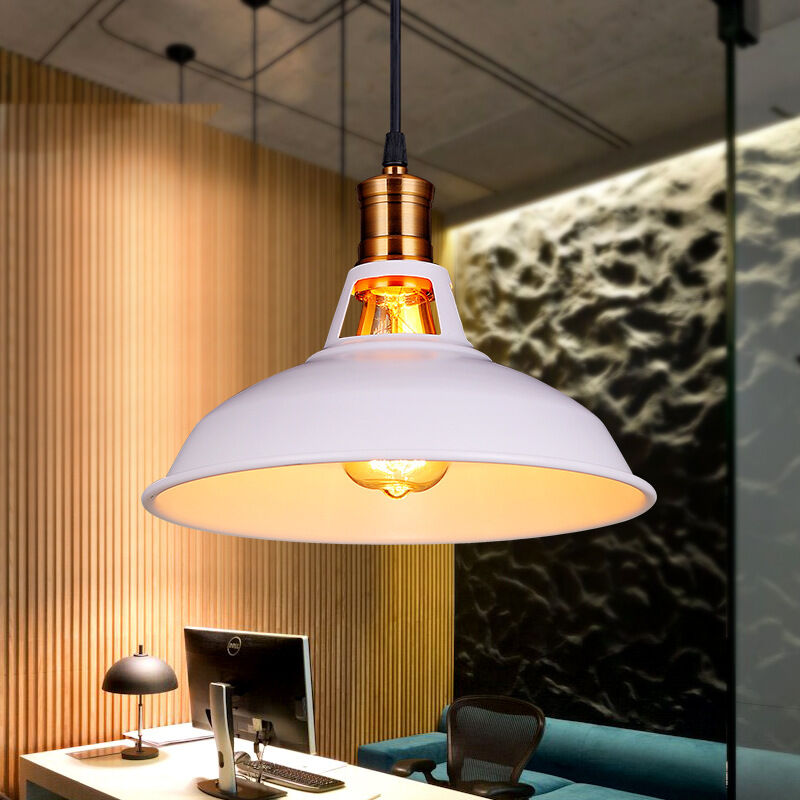 foto del prodotto lampada a sospensione, vintage lampada da soffitto con paralume in metallo, industriale stile illuminazione supporto edison e27 per corridoio cucina