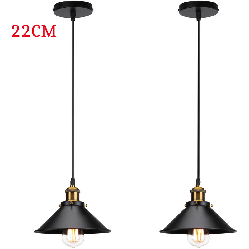 foto del prodotto lampada a sospensione, vintage lampadario da soffitto con 22cm paralume in ferro, illuminazione in industriale stile con bronzo edison e27 per