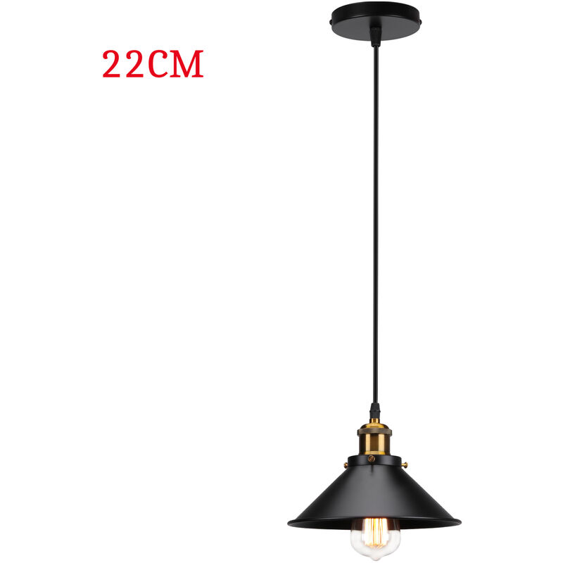 foto del prodotto lampada a sospensione, vintage lampadario da soffitto con 22cm paralume in ferro, illuminazione in industriale stile con bronzo edison e27 per