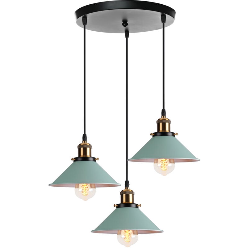 foto del prodotto lampada a sospensione, vintage lampadario da soffitto con 22cm paralume in ferro, illuminazione in industriale stile e27 per cucina camera da letto