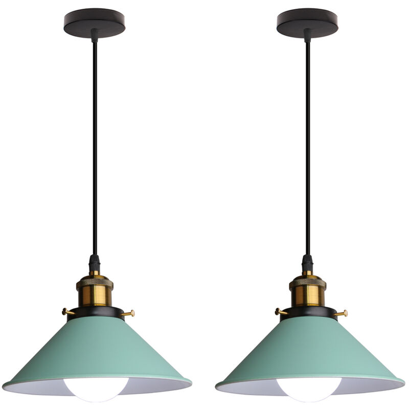 foto del prodotto lampada a sospensione, vintage lampadario da soffitto con 22cm paralume in ferro, illuminazione in industriale stile e27 per cucina camera da letto