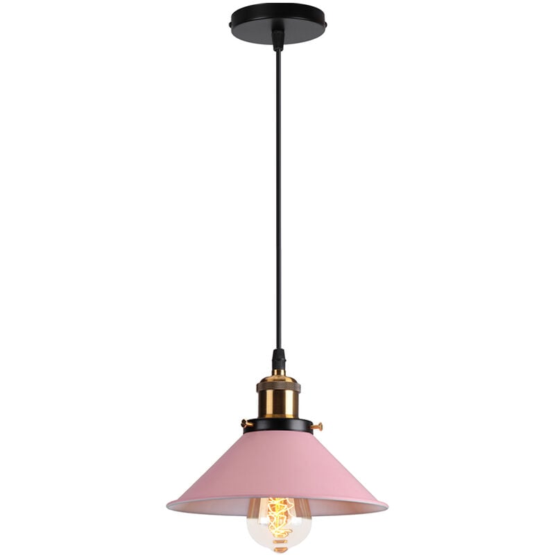 foto del prodotto lampada a sospensione, vintage lampadario da soffitto con 22cm paralume in ferro, illuminazione in industriale stile edison e27 per cucina isaland