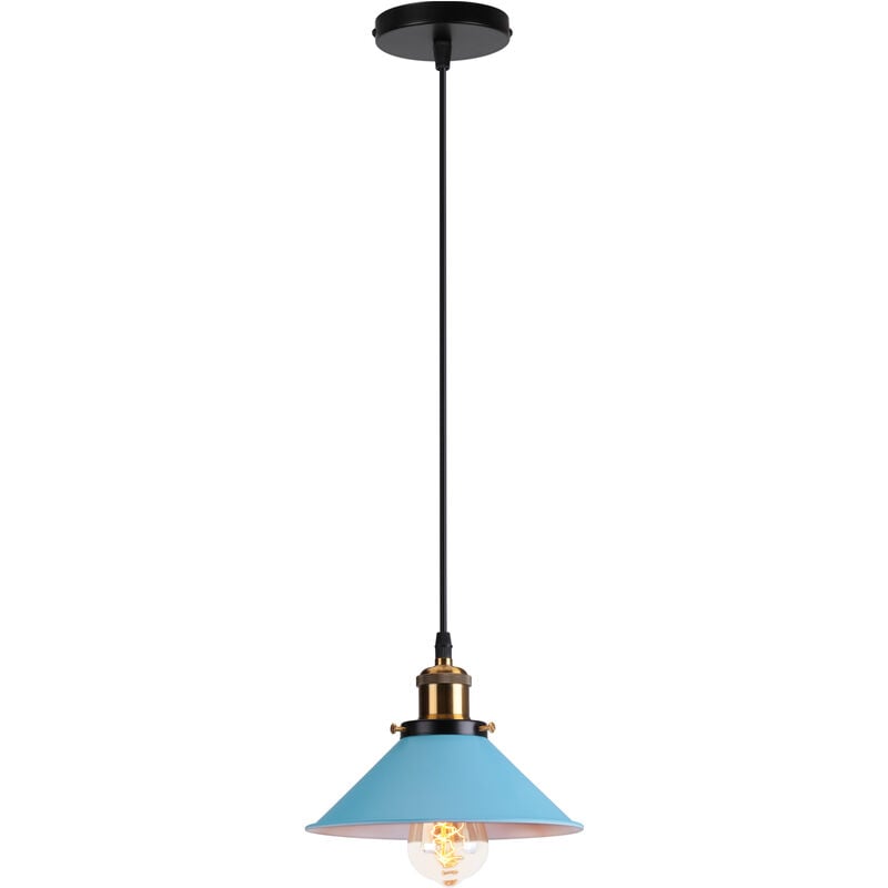 foto del prodotto lampada a sospensione, vintage lampadario da soffitto con 22cm paralume in ferro, illuminazione in industriale stile edison e27 per cucina isaland
