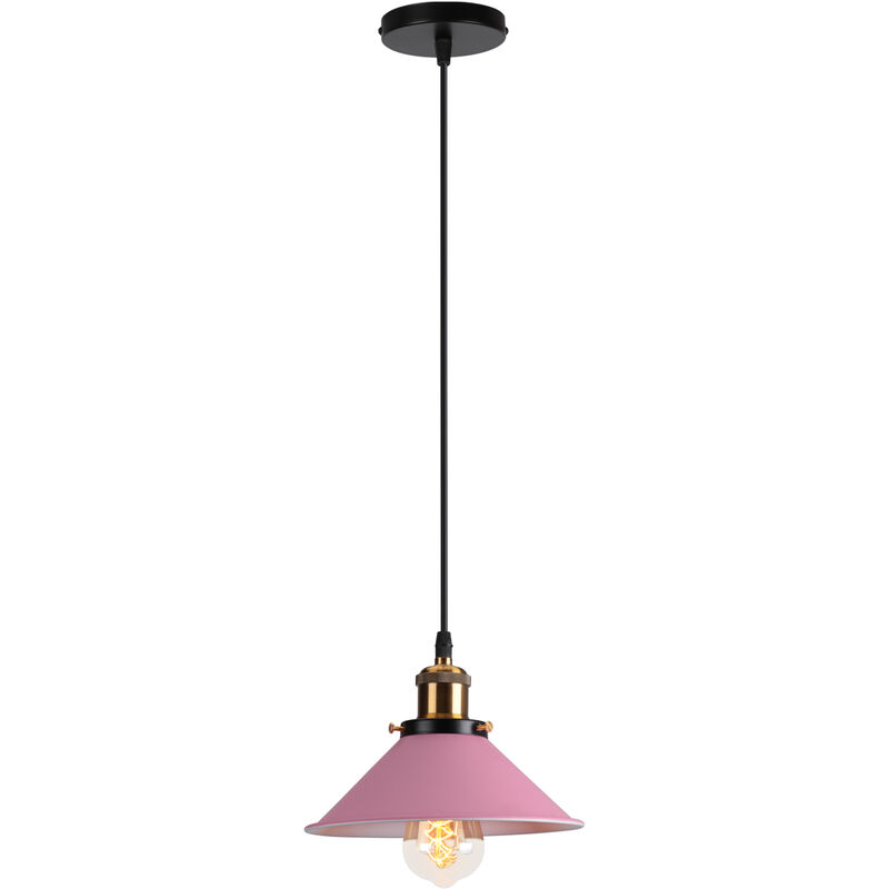 foto del prodotto lampada a sospensione, vintage lampadario da soffitto con 22cm paralume in ferro, illuminazione in industriale stile edison e27 per cucina isaland