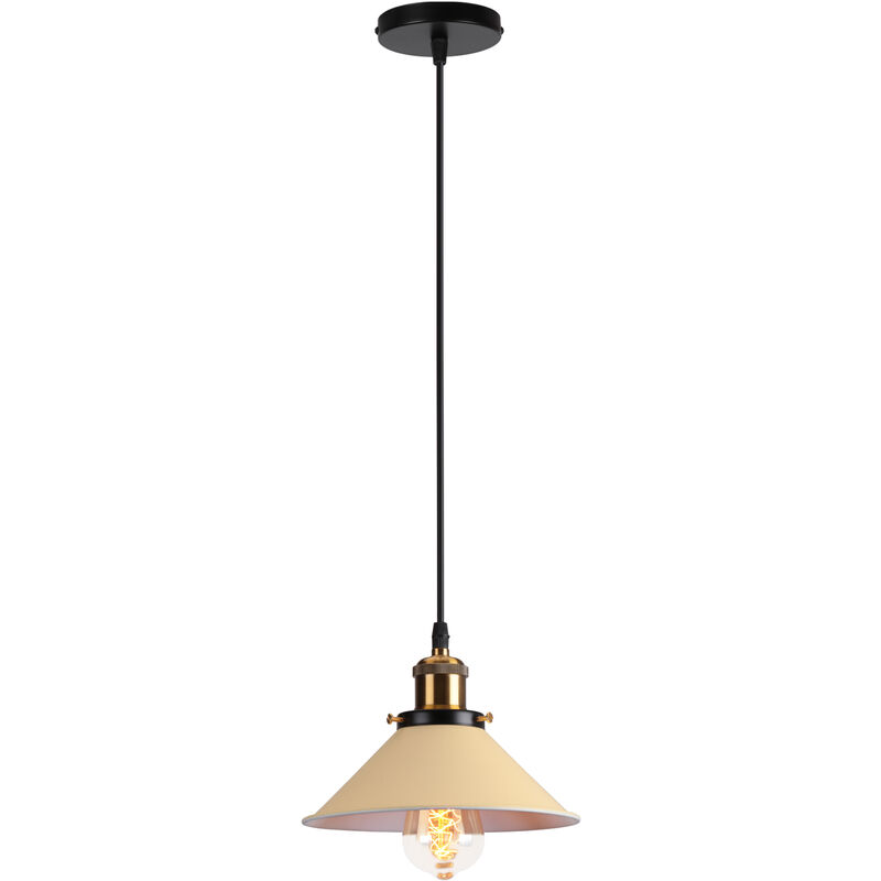 foto del prodotto lampada a sospensione, vintage lampadario da soffitto con 22cm paralume in ferro, illuminazione in industriale stile edison e27 per cucina isaland