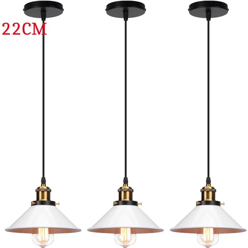 foto del prodotto lampada a sospensione, vintage lampadario da soffitto con 22cm paralume in ferro, illuminazione in industriale stile edison e27 per cucina isaland