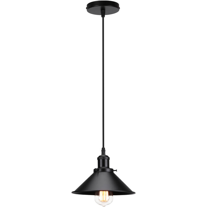 foto del prodotto lampada a sospensione, vintage lampadario da soffitto con 22cm paralume in ferro, illuminazione in industriale stile edison e27 per cucina isaland